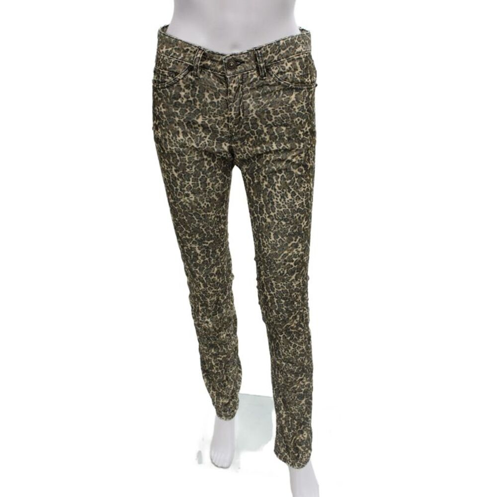 Isabel Marant Women Straight Jeans Leopard Brown Size 34